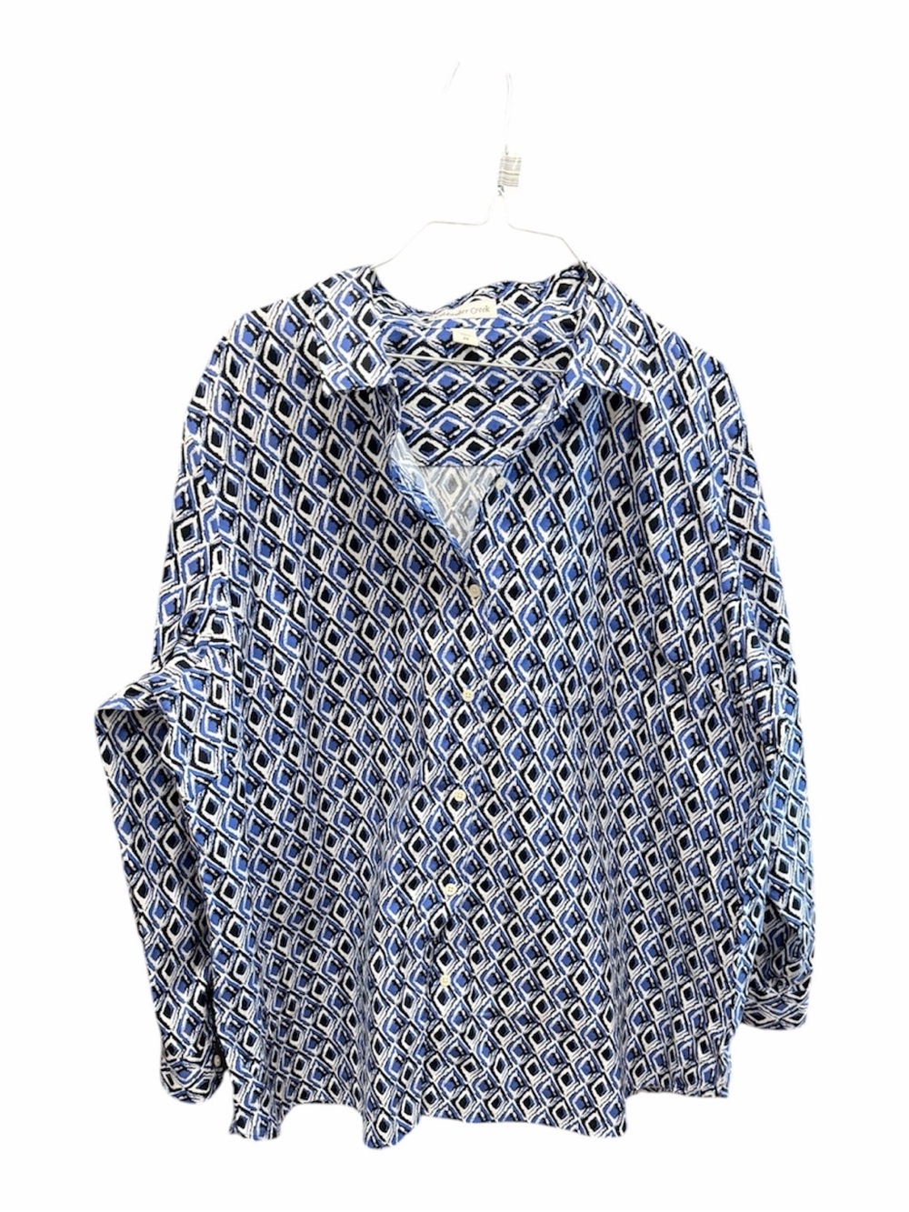 Blue Geometric Print women’s  Shirt - Classic Button-Up